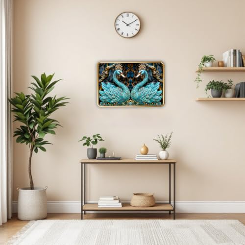 Image of Vastu Swan Pair Photo Frame, Gold, Slim, Sparkle Coated Lamination, for Living Room and Office, 18x24 Inch 53002