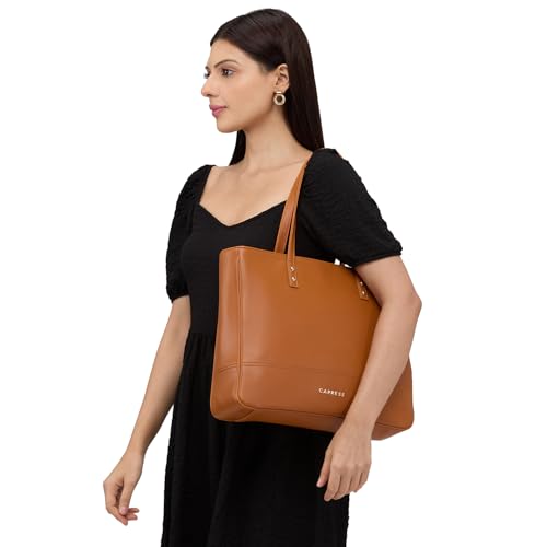 Image of Caprese Mcree 16 Inch Laptop Compatible Tote Bag for Women with Multiple Pockets | Stylish Handbag with Specious Compartment & Back Zipper Pocket | Ideal for Work Everyday Outings & Travel
