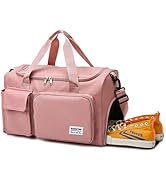 Small Gym Bag for Women with Shoe Compartment and Wet Pocket, Waterproof Travel Bag Tote Duffle W...
