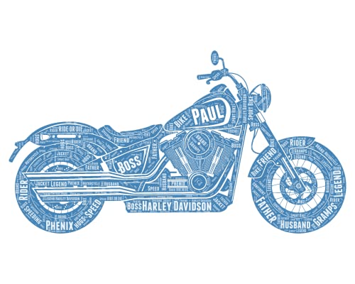 Product Image of the Harley Motorcycle Personalized Print - Typography Word Art Wordle Wall Art Decor Poster Biker Gift - Harley Bike Birthday Gifts for Men Women Dad