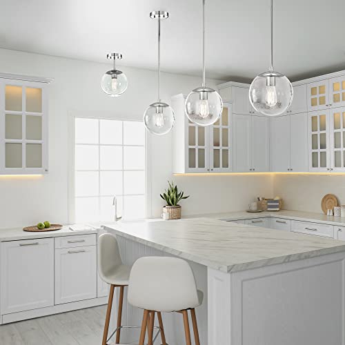 Design House 588509-Pc Gracelyn Modern 1-Light Indoor Dimmable Pendant With Clear Seedy Glass Globe Shade For Kitchen Island Bar Bedroom, Polished Chrome #TOP6