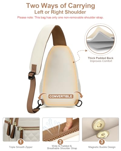 Image of Capolo Sling Bag for Women Men Waterproof Crossbody Bags for Women Trendy Casual Fanny Pack with Convertible Shoulder Strap Chest Bag for Travel Hiking(Beige, Large)