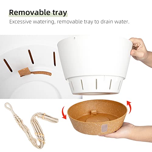 Qcqhdu 2 Pack Macrame Plant Hanger Hanging Planters Set,10 Inch Indoor Outdoor Hanging Plant Pot Basket,Hanging Flower Pot With Drainage Hole With For Garden Home(White) #TOP2