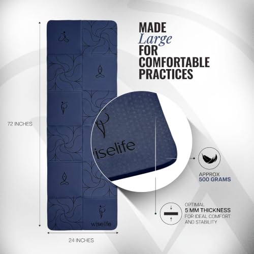 Image of WiseLife Foldable Travel Yoga Mat for Women & Men (Printed Blue)