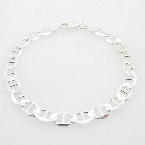 IcedTime Mens 925 Sterling Silver Mariner Bracelet Franco Cuban Miami Rope Charm Fancy Mariner Link Bracelet