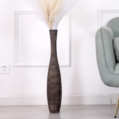 Image of Leewadee Decorative Tall Floor Vase for Living Room Decor, 26 inches, Brown, Resin