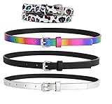INSIGHTER Belts for Girls 4 Pack Little Teen Toddler Kid Belt Girls Fashion PU Leather Pink Black Ra
