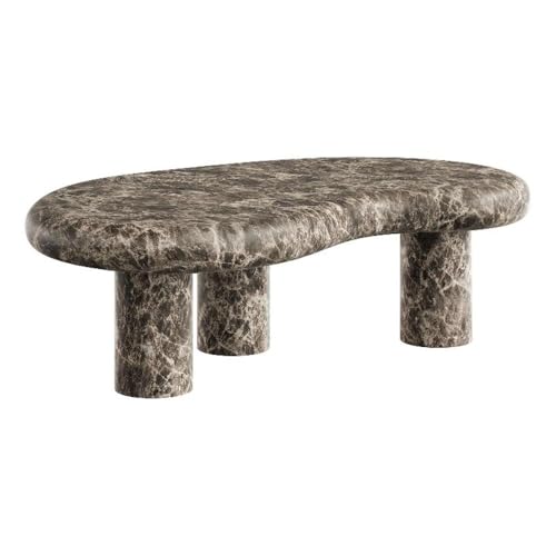 Modway Elowen Faux Marble Coffee Table in Dark Emperador Marble - Faux Emperador Marble Sculptural Center Table for Indoor and Outdoor Spaces