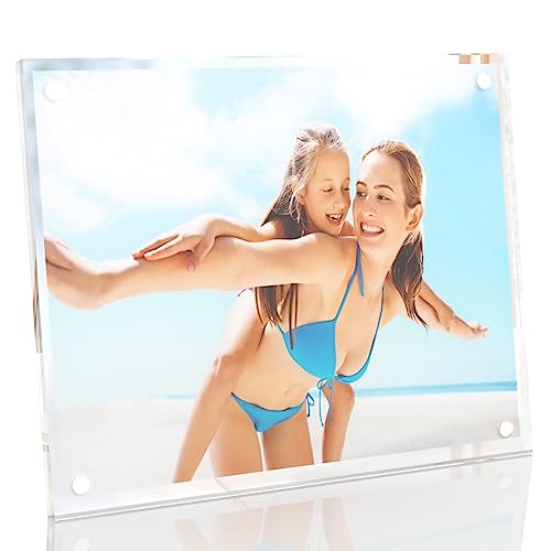 HELPLEX Picture Frames 1 Pack 8x10 inch Acrylic Picture Frame Clear 8 x 10 Photo Frames Magnetic Picture Frames Ready for Tabletop Display Effectively Protect Photos from Fading and Yellowing