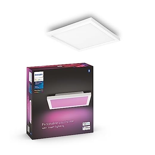 Philips Hue White and Color Ambiance, plafonnier LED connecté Surimu 30x30, compatible Bluetooth, 27W, fonctionne avec Alexa, Google Assistant et Apple Homekit
