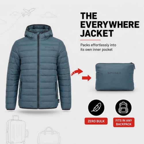Image of Spyder Boys Puffer Jacket - Packable Lightweight Hooded Winter Coat