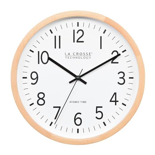 La Crosse Technology 404 53707 INT 12.8 Inch Beech Wood Atomic Analog Wall Clock
