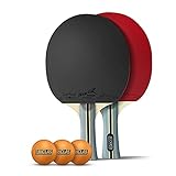 RICLAS Tischtennisschläger Set − 2 Tischtennis Schläger und 3 Tischtennisbälle incl. Tasche− Für Anfänger & Profis − Mit Tasche für Transport