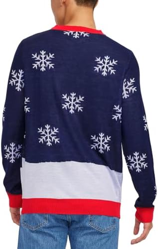 Tipsy Elves Erkekler için Çirkin Noel Kazakları - Tatil Partileri için Rahat Erkek Noel Kazakları, Kış Balina Kuyruğu (Siyah), M - Görsel 2