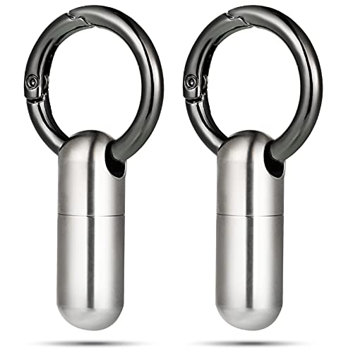 2 Pieces Mini Small Keychain Pill Holder Waterproof Keychain Pill Holder Container Portable Titanium