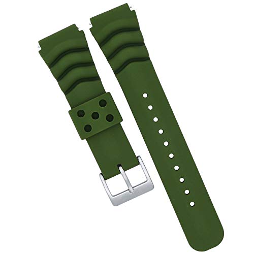 MOD 18mm 20mm 22mm Watch Band - Quick Release - Soft Silicone Replacement Watch Strap - Color Variations - Diver Style - for Men and Women