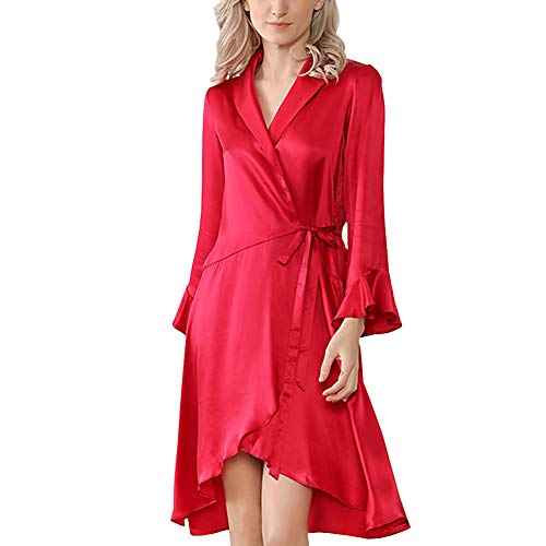 Chemise de nuit en 100% soie haut de gamme Valin manches longues V5666