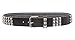 Snap On Three Row Punk Rock Star Metal Silver Studded Full Grain Cowhide Leather Belt, Black | 36
