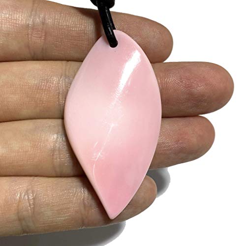 [ABCgems] Bahamas Salmon-Pink Queen Conch Shell (Exquisite Snowy White Matrix) Approx. 30X45mm Free-Form Curved Leaf Mother-of-Pearl Healing Energy Pendant Bead (Light Pink & White Back- 1 Piece)