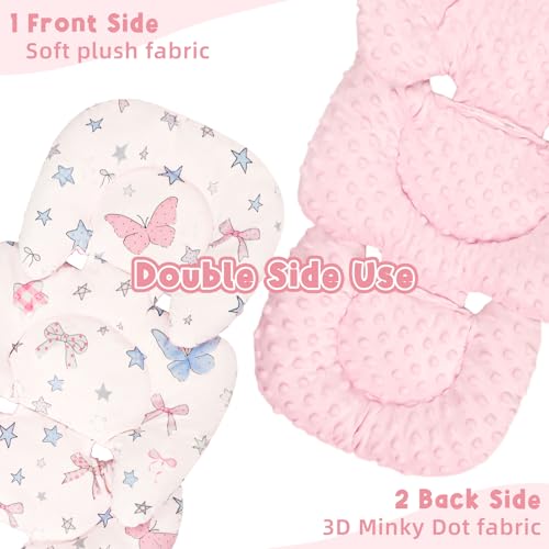 Image of GFU Infant Car Seat Insert Head and Body Support with Strap Pads Pink Star