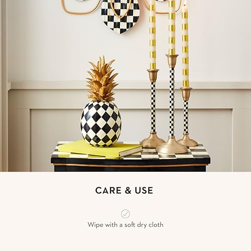 MACKENZIE-CHILDS Marquee Pineapple Sculpture, Decorative Pineapple Decor for Home, Black-and-White Courtly Harlequin - Image 6