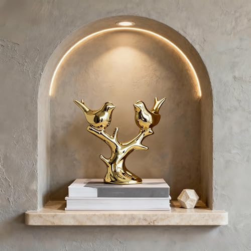 Statue d'oiseau dorée en céramique, le cadeau idéal pour pendaison de crémaillère - 6