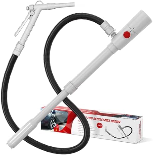3.2GPM Elektrische Dieselpumpe, 12 L/min Batteriebetriebene Benzinpumpe, Elektrische Kraftstoffpumpemit 136.5cm-Schlauch, Teleskopischer Fasspumpe​ für Benzin, Traktor, Generator,