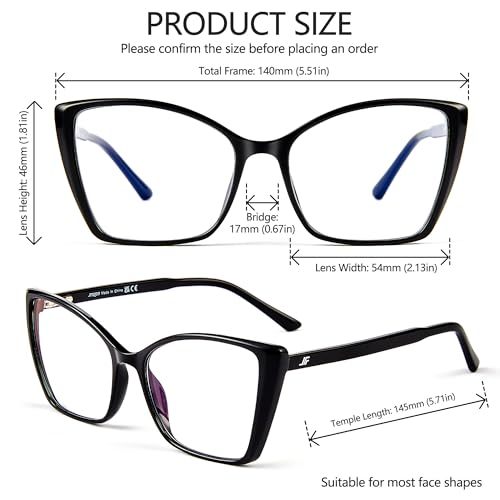 Image of Blue Light Blocking Glasses for Women, Oversized Trendy Cat Eye Computer Gaming Glasses Anti Glare & UV Glare RF6204 (Black Cateye Frame)