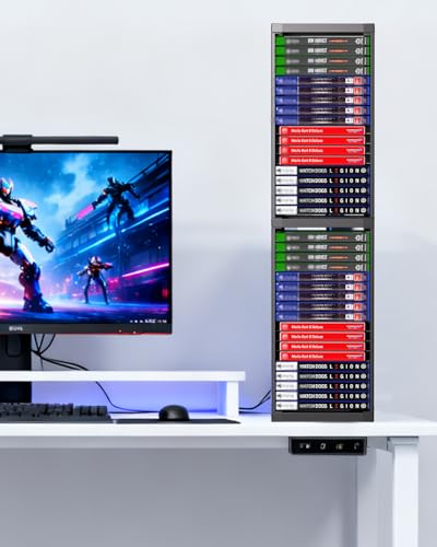 Image of Nargos Video Game Storage Stand Tower for PS5 /PS4 /PS3 /Xbox Series S & X /Xbox One, Universal Game Disc Holder Vertical Blu Ray Case Organizer, Black