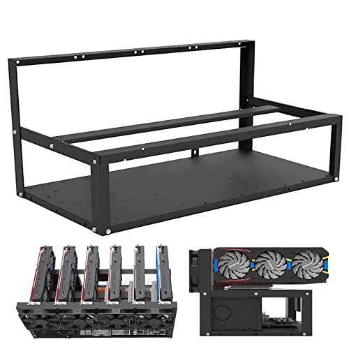 SIMMPATUU Mining Rig Frame - 6/8 GPU Steel Mining Rig Open Air Frame Case Rack for Crypto Coin Currency Bitcoin Mining ETH/ETC/ZEC Ether Accessories Tools - Frame Only, Fans & GPU is not Included