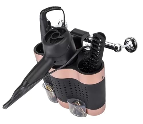 slamtech Minky Styling Dock, Hair Dryer Holder, Hair Styling Hot Tool Storage, Heat Resistant Hair Accessories Organiser, Storage Unit for Styling Tools, Rose Gold & Black