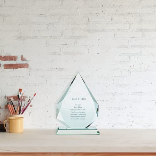 Baudville Custom Engraved Trophy - Jade Glass Award - Peak - Thumbnail 6