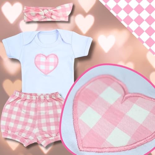 Kit 3 Conjuntos Roupa Bebê Menina Feminino Body Manga Curta Bordado e Short Tapa Fralda Blogueira Bl