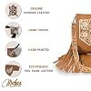 Merbaa Berlin hand-carved Fringed Shoulder Bag Natural Cowhide Hand Bag with Floral Hand Tooling