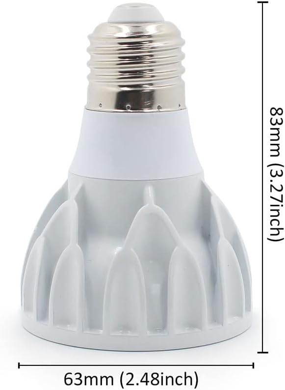 PAR20 LED Light Bulb 12W Dimmable E26 Medium Base COB Spot Light 100W Equivalent 24° Beam Angle High CRI (85+) 1200LM 3000K Warm White AC 120V Flood Lamp Spotlight 2PCS