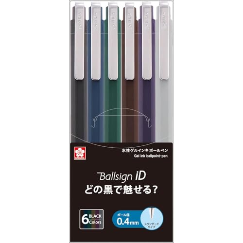 サクラクレパス ゲルインキボールペン ボールサインiD シングル 6色セット 0.4mm GBR404-6
