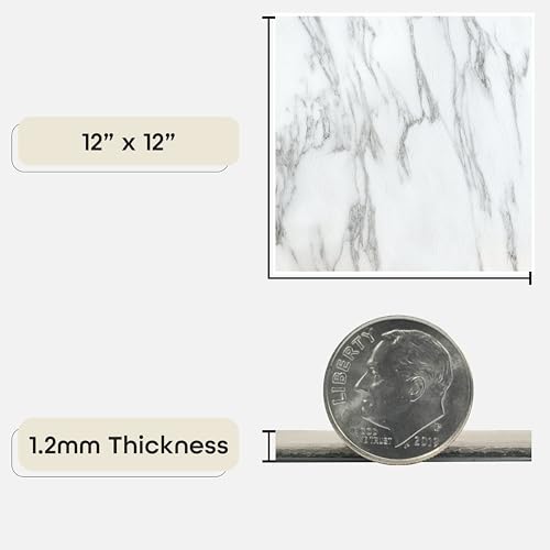 Nexus Self Adhesive 12-Inch Vinyl Floor Tiles, 20 Tiles - 12" x 12", Bianco Marble Pattern - Peel & Stick, DIY Flooring for Kitchen, Dining Room, Bedrooms & Bathrooms by Achim Home Decor by ACHIM - Image 3