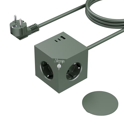 PD20W Power Steckdosenwürfel mit 3 USB, Magnetischer Fuß Würfel Mehrfachsteckdose, 6-in-1 steckdosenleiste mit Schalter, 3680W/16A Power Cube Wandsteckdose Steckdosenadapter für Büro,Hause