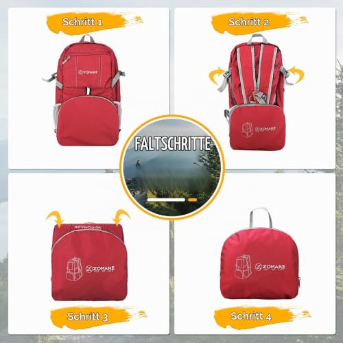 ZOMAKE 35 L Leicht Faltbarer Rucksack Packbare Backpacks, Kleiner Rucksäcke Wanderrucksack Wasserdicht für Damen Herren Outdoor Wandern… – Ansicht 5