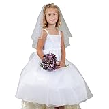 gsch Girls' First Communion Veils Headband with Bow White Catholic Religious Embroidered Wedding Veil