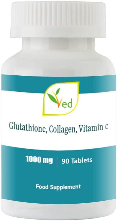 VED Reduced L-Glutathione, Collage, Vitamin C Tablets, 90 count (Pack of 1)
