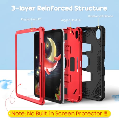 Image of Fintie Kids Friendly Case for iPad (A16) 11th Generation 11 Inch (2025), iPad 10th Generation 10.9 Inch (2022), Fully-Body Rugged Heavy Duty Shockproof Protective Case with Kickstand, Black /Pink