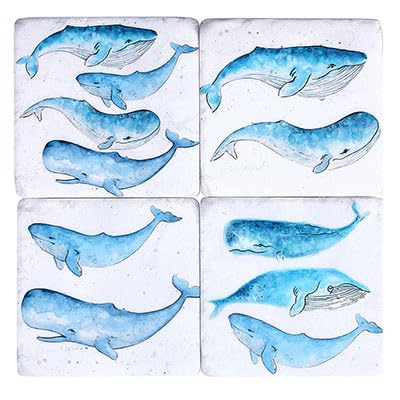 Gisela Graham Nautical Design Resin Drinks Coasters, set of 4 (WHALES)
