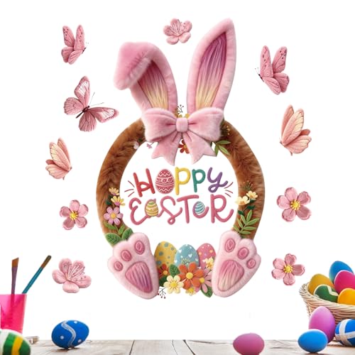 Vinilos Adhesivos para Ventana de Pascua y Primavera,Póster Estático con Flores,Decoración Primaveral con Flores - Hogar Pared Festival Cocina Sala De Estar Interior Aula Fiesta