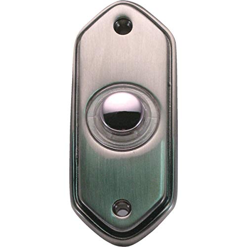 Iq America Dp1212A Wired Pewter Plated Surface Mounted Contemporary Doorbell Pushbutton Chrome Push Button With Acrylic Trasnparent Accent Ring #TOP14