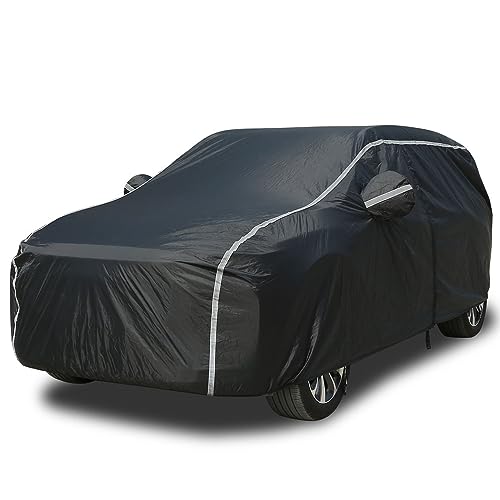 Car Cover Waterproof All Weather SUV - Coverado Black Car Cover UV Protection with Zipper Door, Cotton Backing Snowproof Hail Protection Windproof, Universal Fit for SUV (206"-215") by Coverado - Used condition - US$63.95