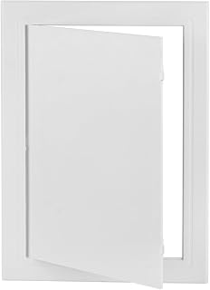 Teqooza 8x12 Inch White Plastic Access Panel for Drywall Ceiling Walls - Hinged Removable Plumbing HVAC Cover, Paintable 20x30cm