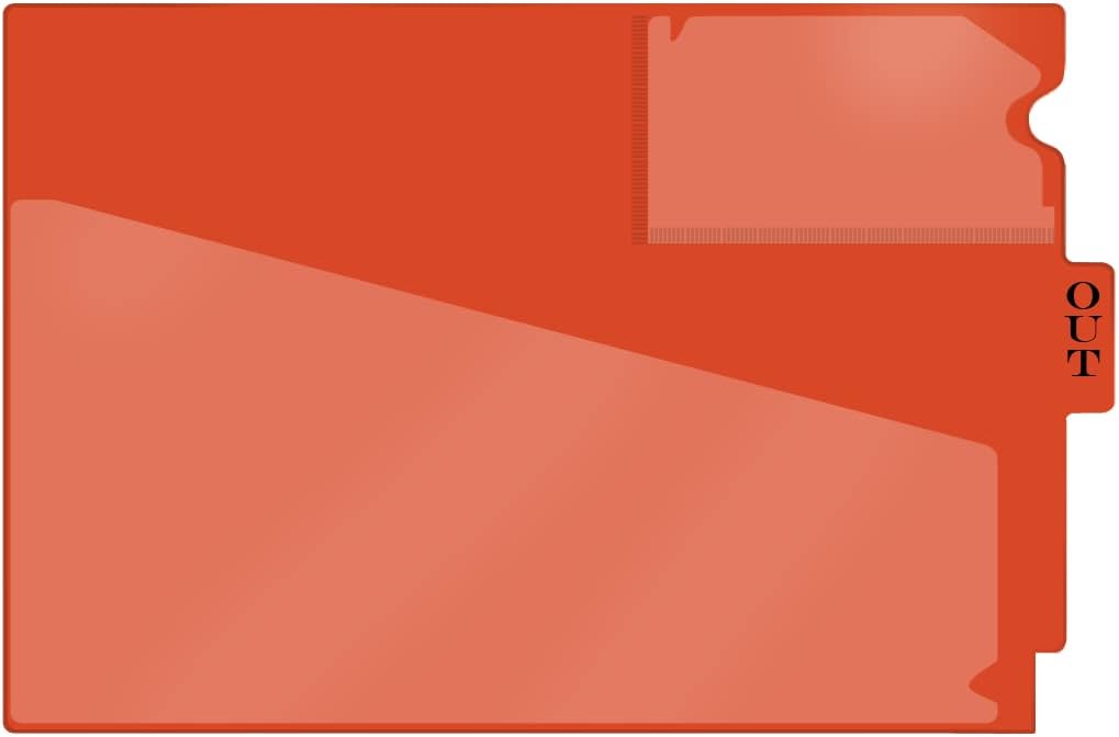Center tab vinyl outguides with diagonal cut front pocket