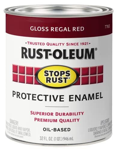 Image of Rust-Oleum Stops Rust Brush On Protective Enamel Paint, Gloss Regal Red | Rust and Corrosion Resistant, Indoor and Outdoor Durability, Beautiful Finish on Metal, Wood and More, Quart, 2 Pack