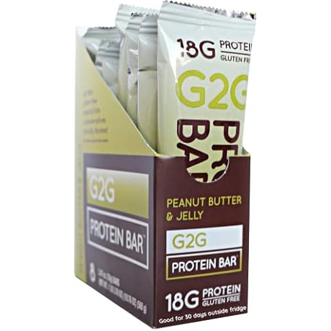 G2G Protein Bar, Peanut Butter & Jelly, Healthy Snack, Delicious Meal Replacement, Gluten-Free, Clean Ingredients, Refrigerated for Freshness, 8 Count (Pack of 8) Cover